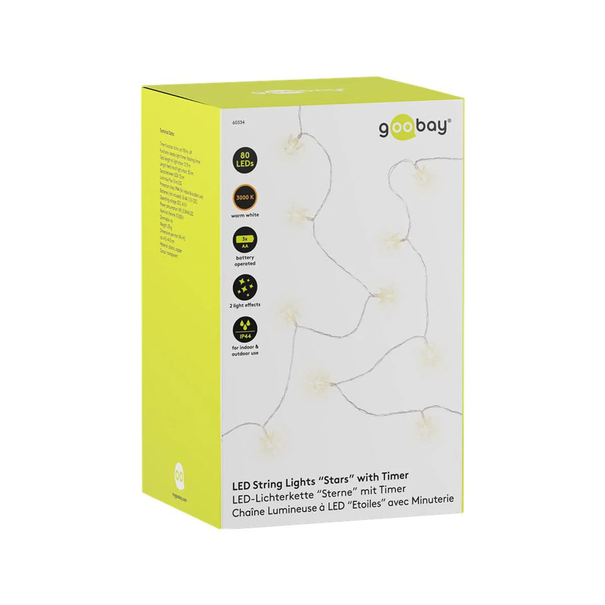 Goobay 80 LED Fairy Lights 12.15M - Stars (Yellow) - Image 4