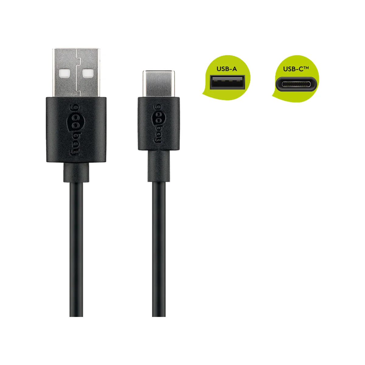 Goobay Charging and Sync Cable USB-A > USB-C™ 0.5M (Black) - Image 2
