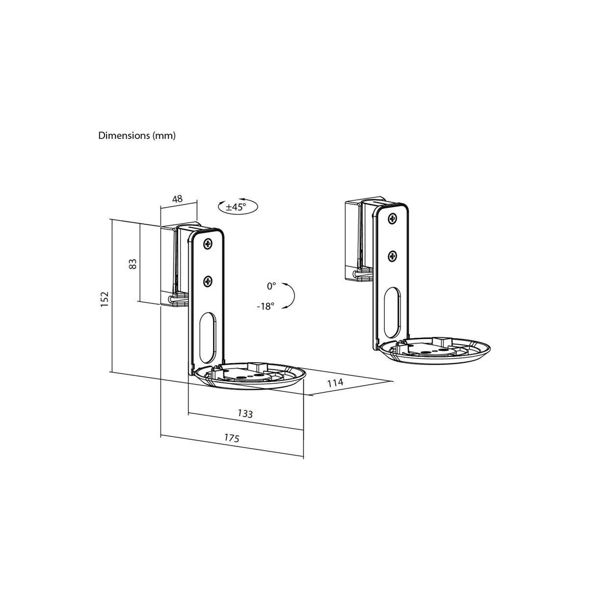 Goobay Speaker Wall Mount Modern Era 1 Flex, 2 pieces, compatible with the Sonos Era 100, swivelling and tilting speaker mount - White - Image 4