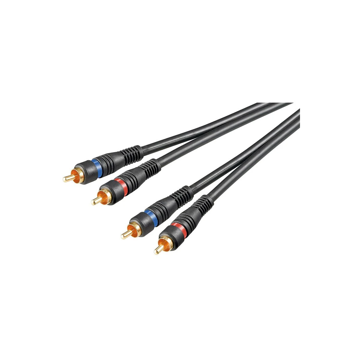 Goobay Stereo RCA Cable 2x RCA Double Shield OFC for Speakers/Hi-Fi Systems/Amplifiers/Home Cinema Systems/DJ mixing Console - Black - Image 2