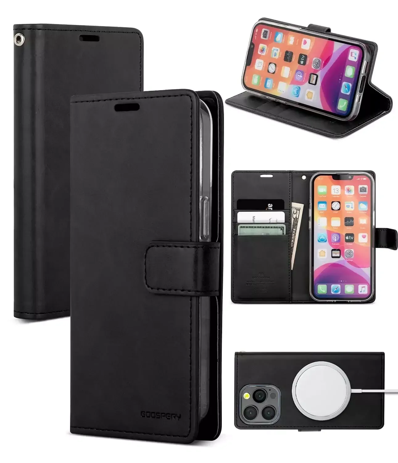 Goospery Blue Moon Diary Wallet Case, iPhone 14 Plus-Red - Image 2