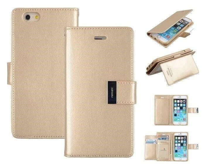 Goospery Rich Diary case for iPhone 15 Plus - Gold - Image 5
