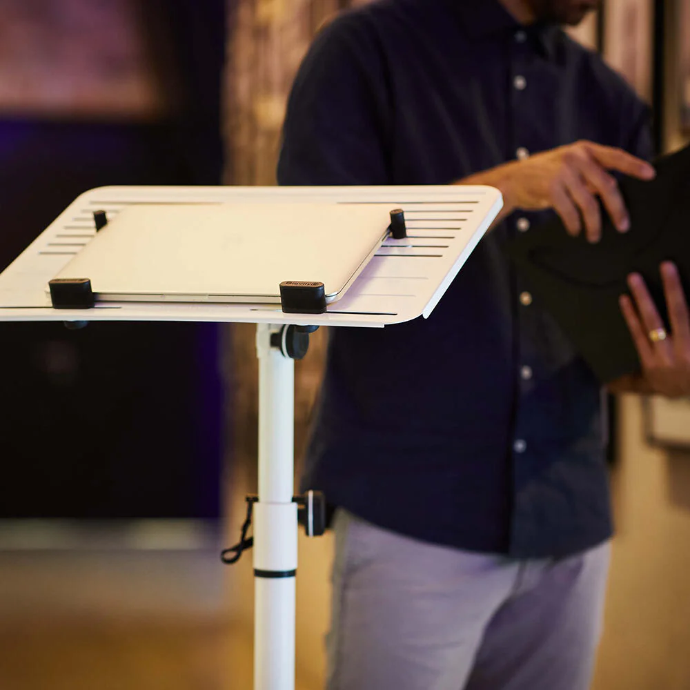 Gravity LTST02W Lecturn 120cm Stand Mount Holder with Steel Base For Laptop White - Image 4