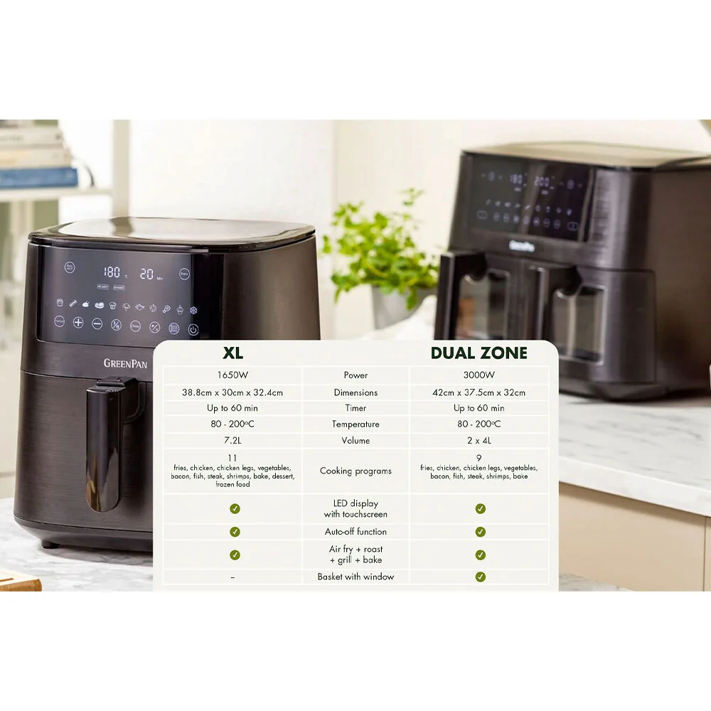 GreenPan Bistro 2 Baskets Electric Airfryer Home Benchtop Kitchen Cookware - Image 2