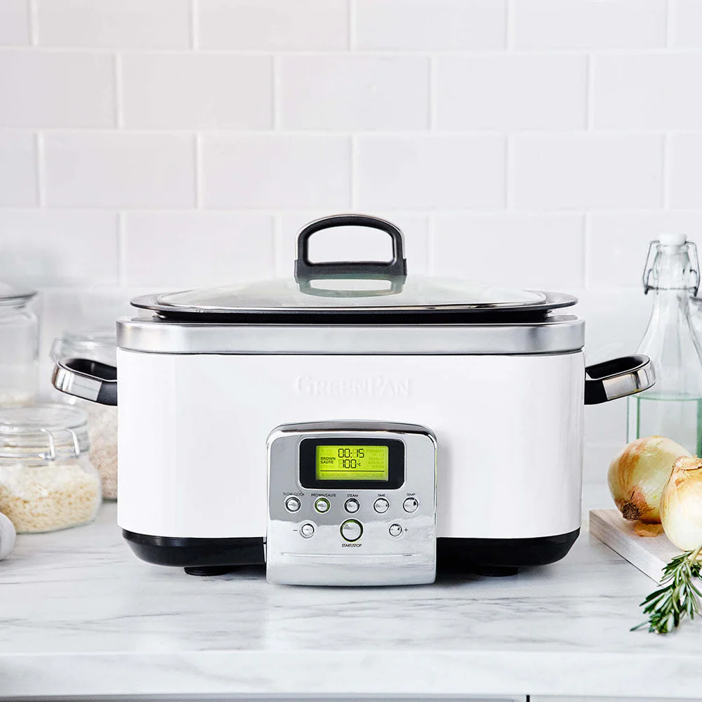 GreenPan Elite Cloud Cream Electric Slow Cooker 230V 2200W Home Kitchen Cookware - Image 2