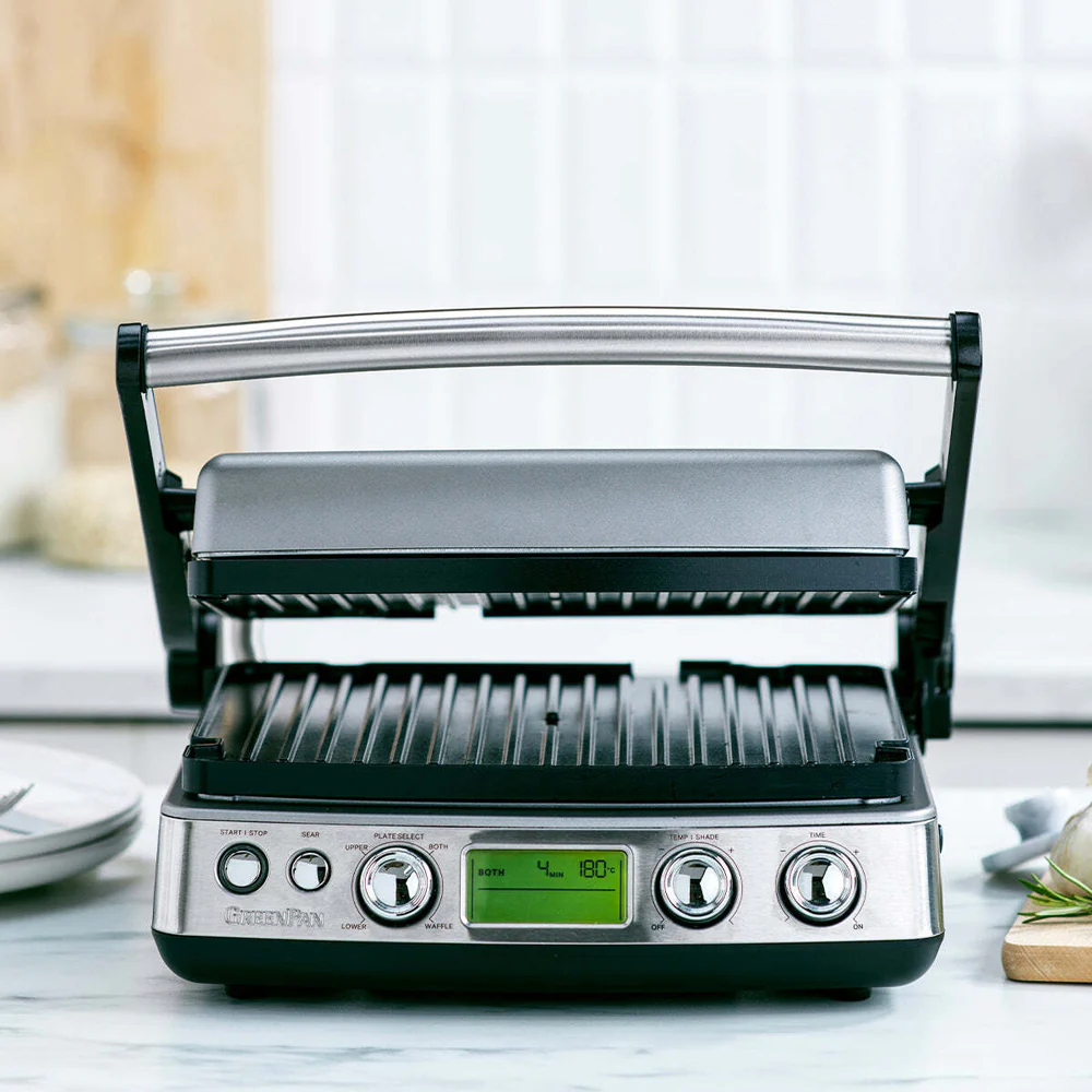 GreenPan Elite Electric Stainless Steel Contact Grill 230V 2200W Home Cookware - Image 3