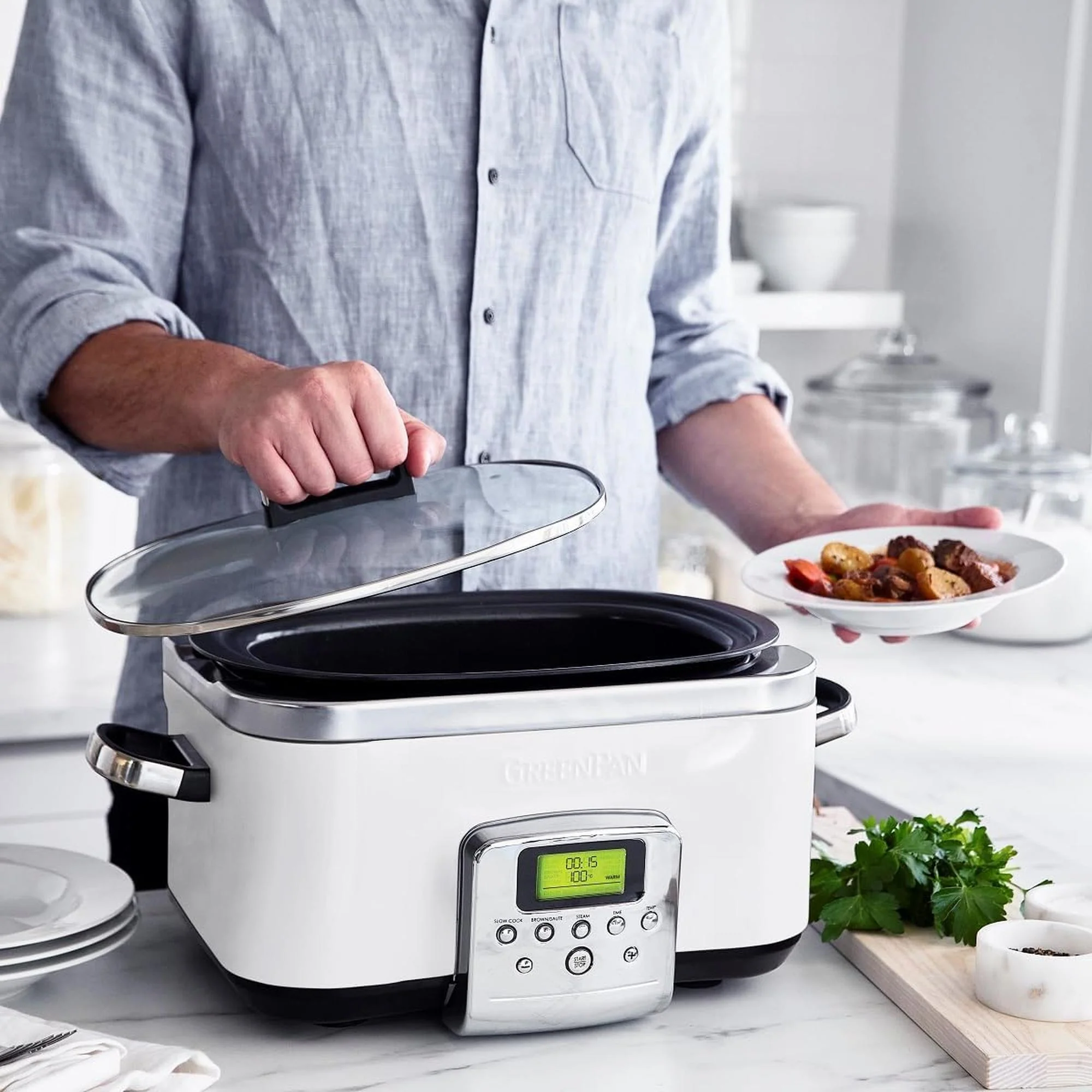 Greenpan Slow Cooker 6L (Cloud Cream) - Image 5