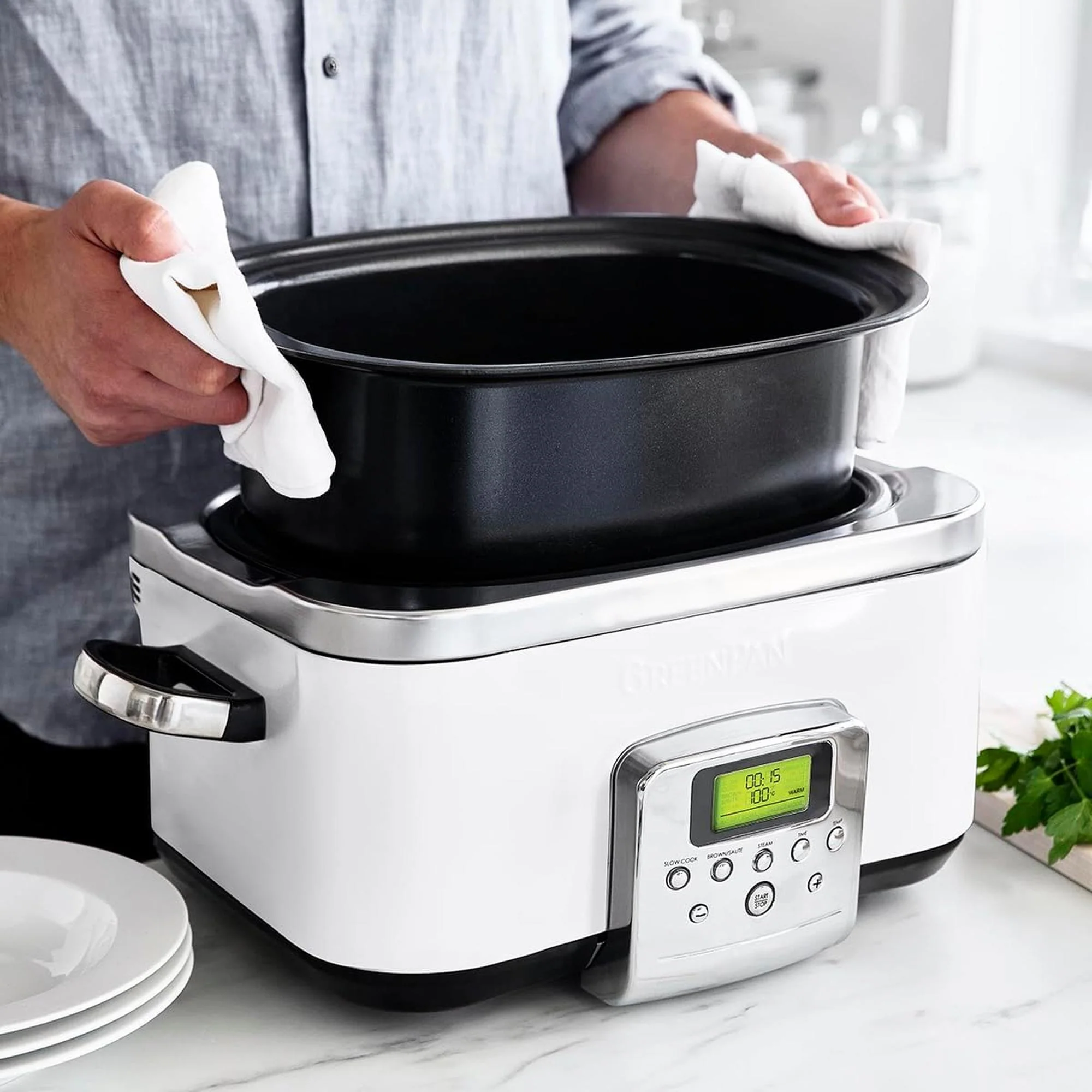 Greenpan Slow Cooker 6L (Cloud Cream) - Image 6