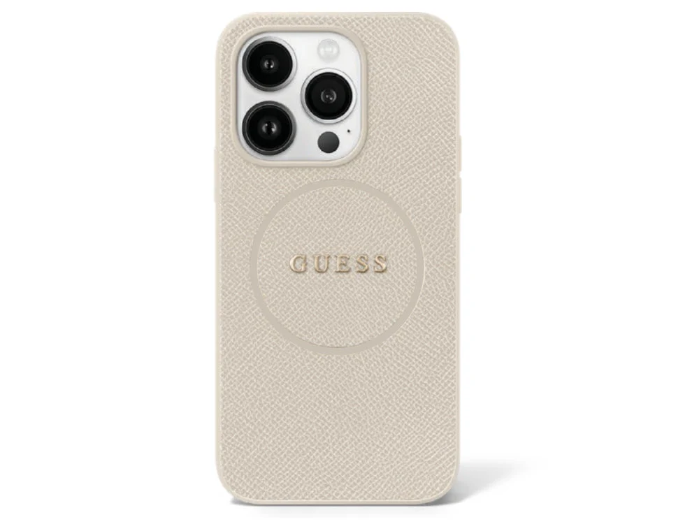 Guess Grained PU Leather MagSafe Compatible Phone Case - iPhone 16 Plus (Beige) - Image 2