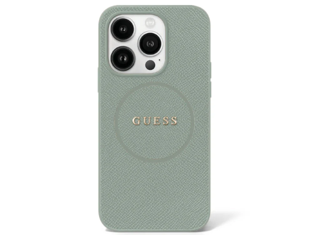 Guess Grained PU Leather MagSafe Compatible Phone Case - iPhone 16 Pro (Green) - Image 2