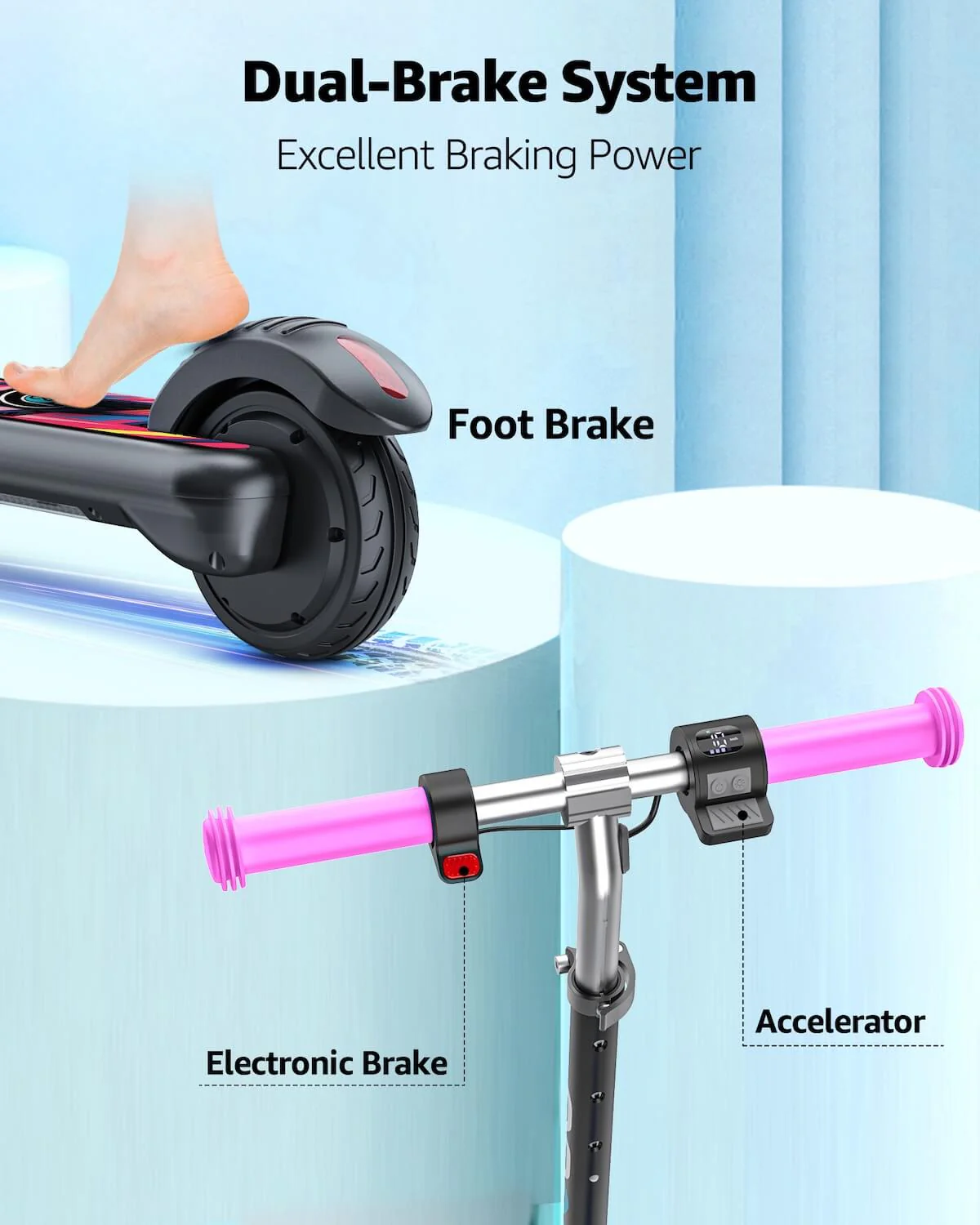 GYROOR H30 Max Kids Electric Scooter With Bluetooth Beats (Blue) - Image 3