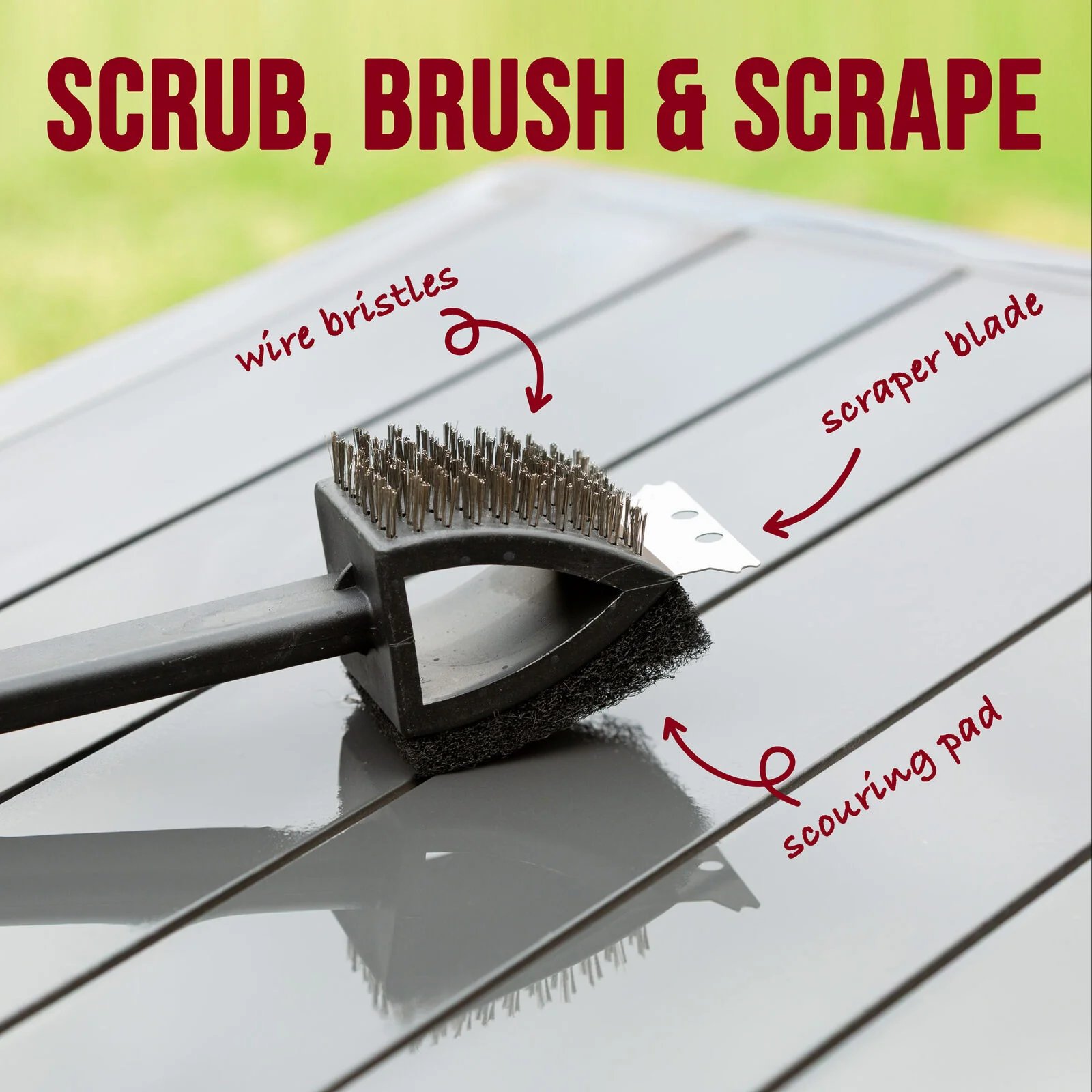 Hacienda Stainless Steel BBQ Brush and Scraper Blade - Image 4
