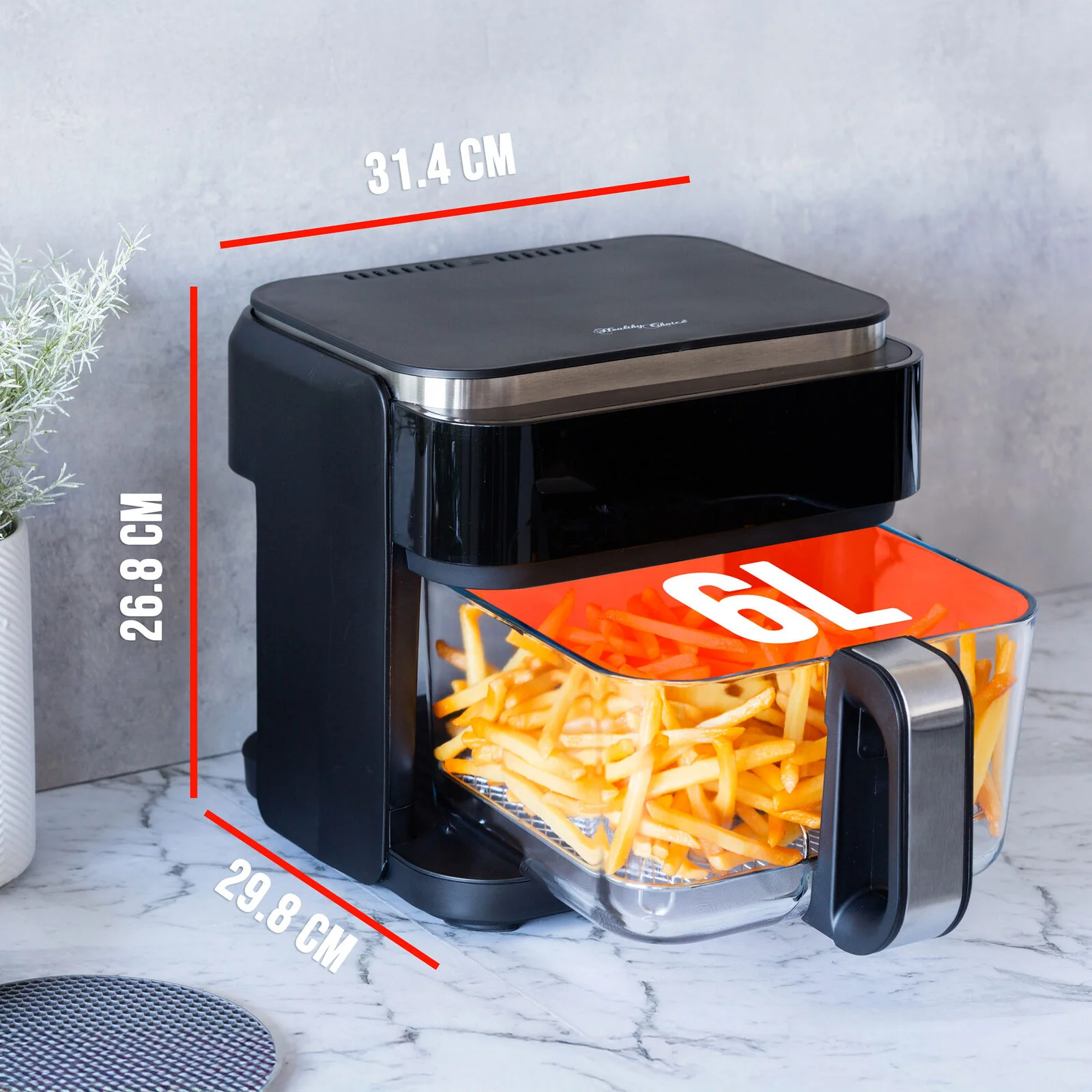 Healthy Choice 6L Digital Air Fryer with Glass Basket - Image 2
