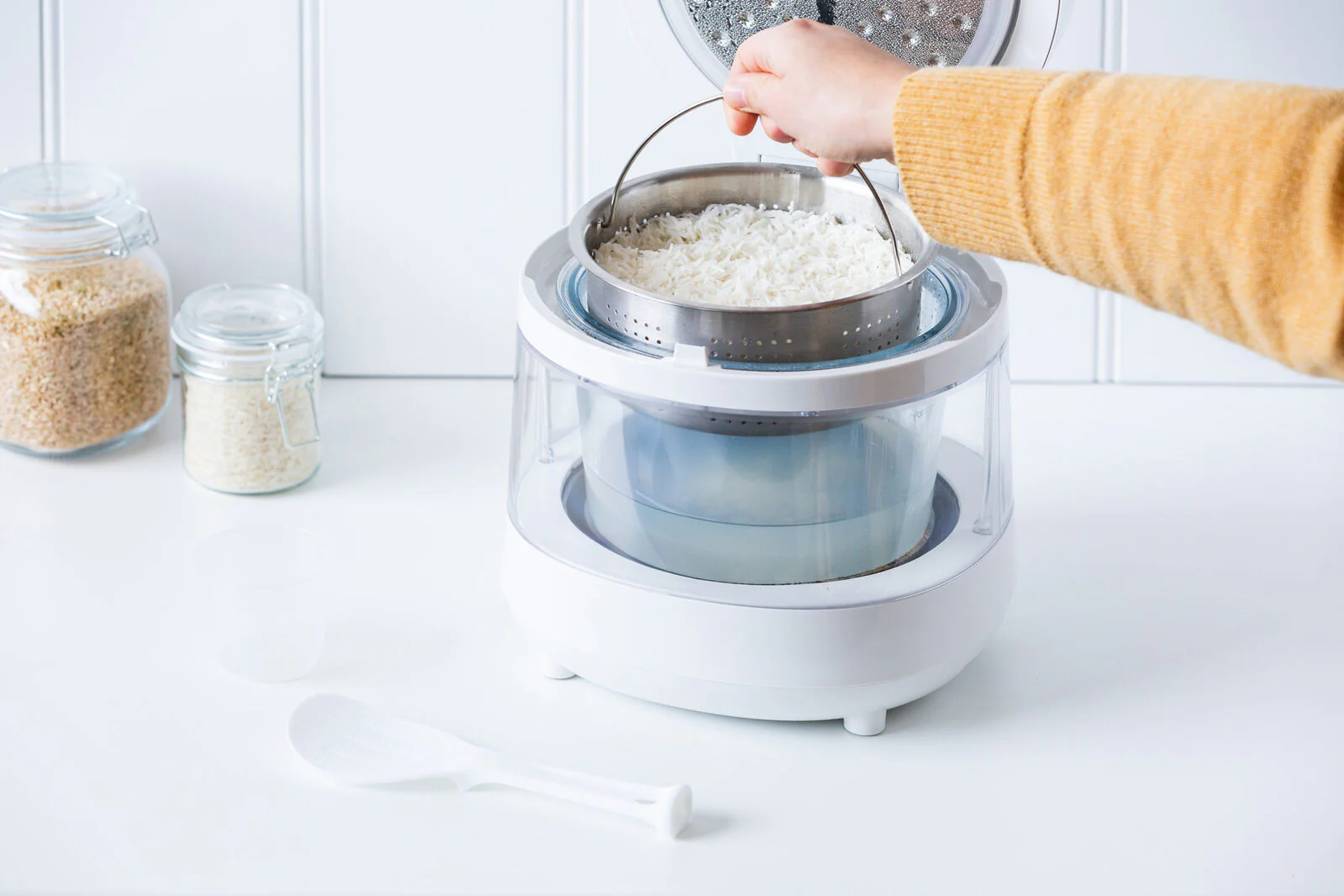 Healthy Choice PFAS Free 5 Cup Glass Rice Cooker with Low Sugar Basket 600W - Image 4