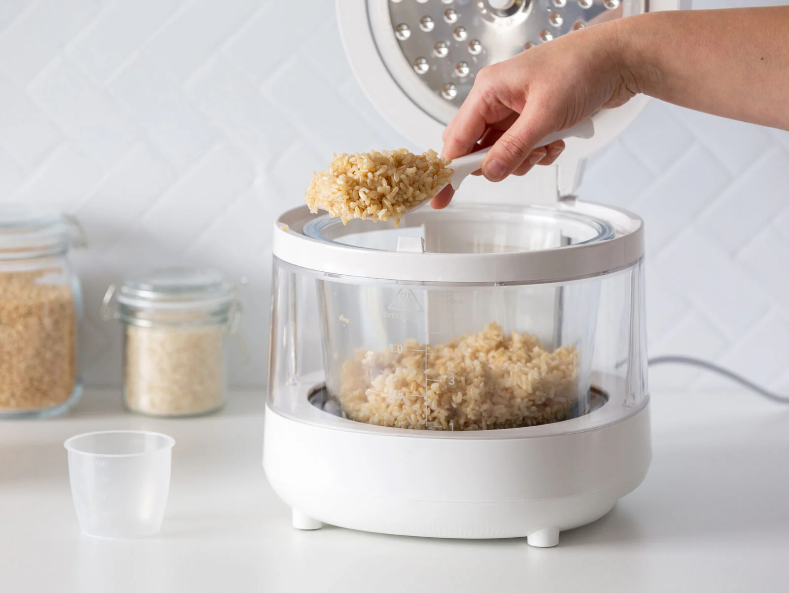 Healthy Choice PFAS Free 5 Cup Glass Rice Cooker with Low Sugar Basket 600W - Image 6