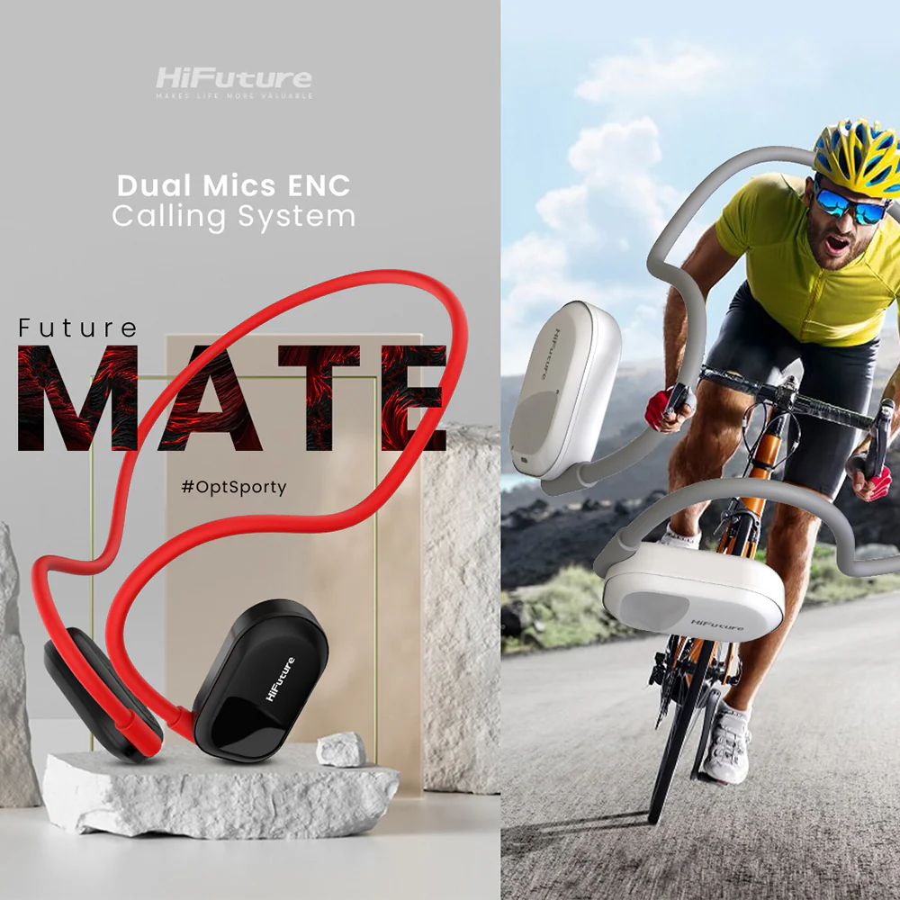 HiFuture FutureMate Open Ear Air Conduction Headphones ENC (Grey/White) - Image 6