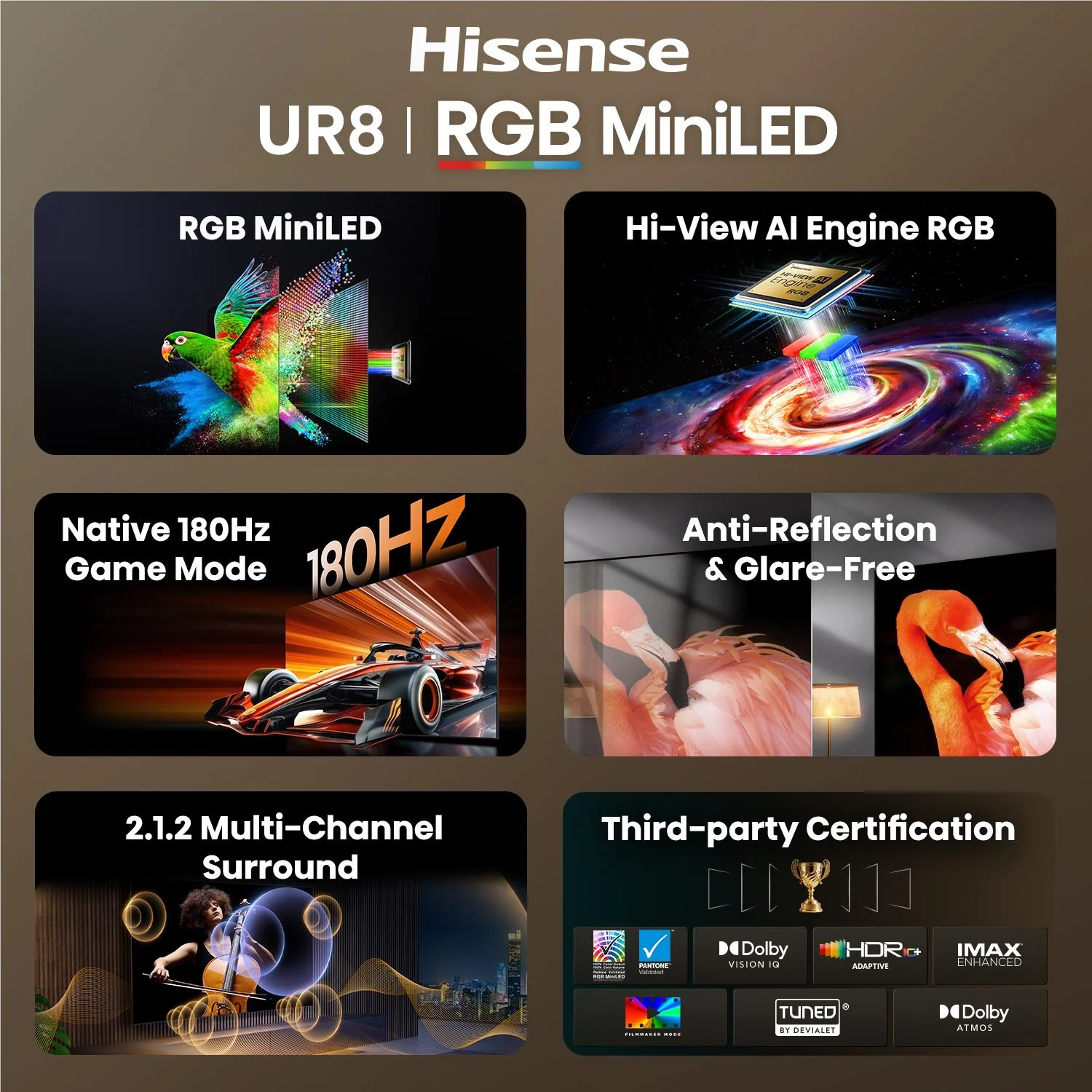 Hisense 65" UR8SAU ULED 4K UHD RGB Mini-LED Smart TV [2026] - Image 7