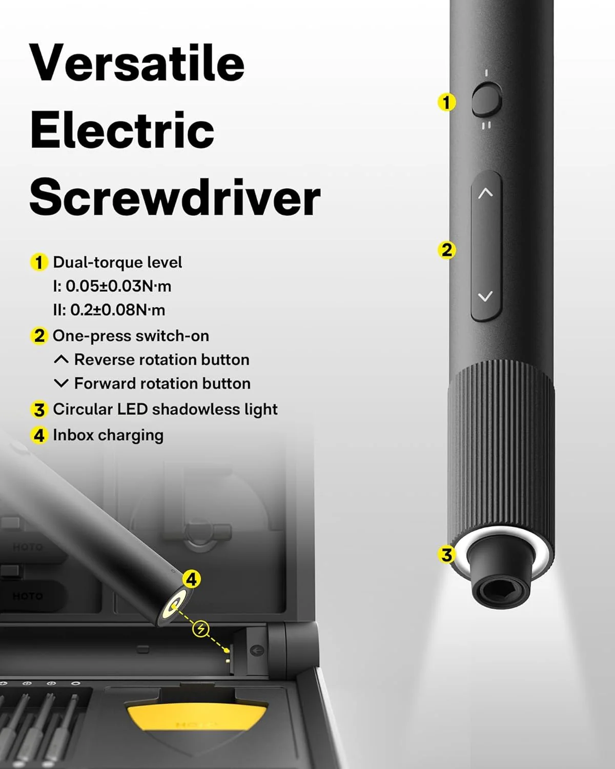 Hoto Electric Precision Screwdriver Kit Pro (48-in-1) - Image 4