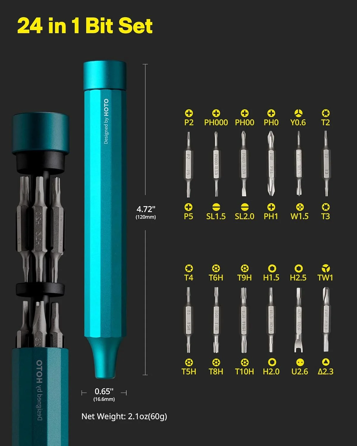 HOTO Manual Precision Screwdriver Pen Pocket Tool (Blue) - Image 4