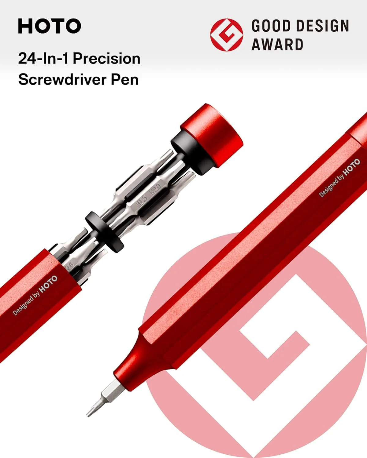 HOTO Manual Precision Screwdriver Pen Pocket Tool (Red) - Image 2