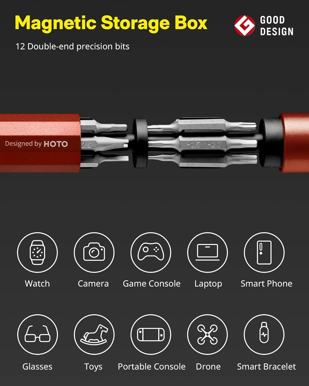 HOTO Manual Precision Screwdriver Pen Pocket Tool (Red) - Image 4
