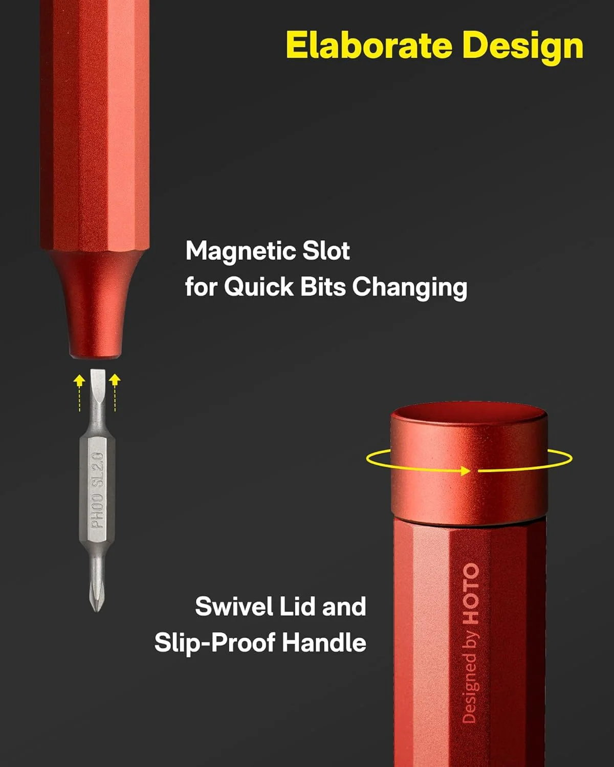 HOTO Manual Precision Screwdriver Pen Pocket Tool (Red) - Image 5
