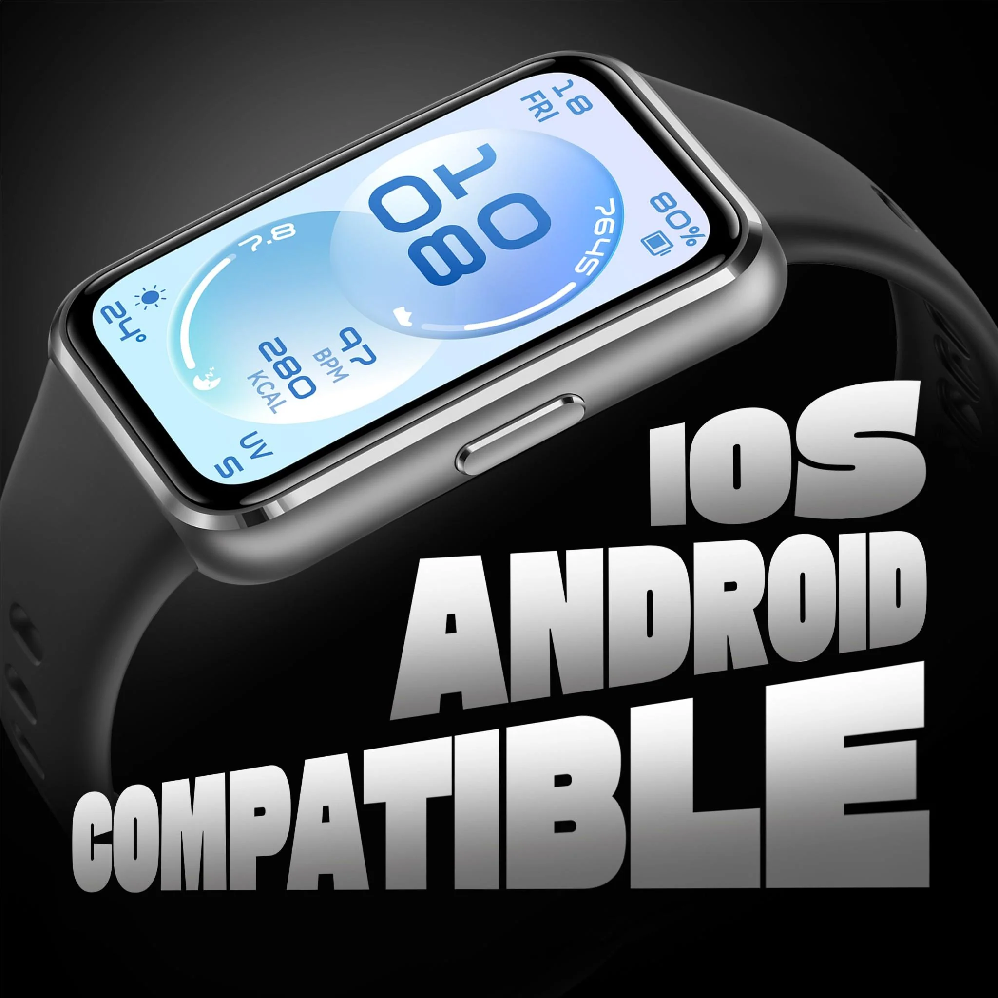 Huawei Band 11 Aluminium Alloy Case with Fluoroelastomer Strap (Black) - Image 9