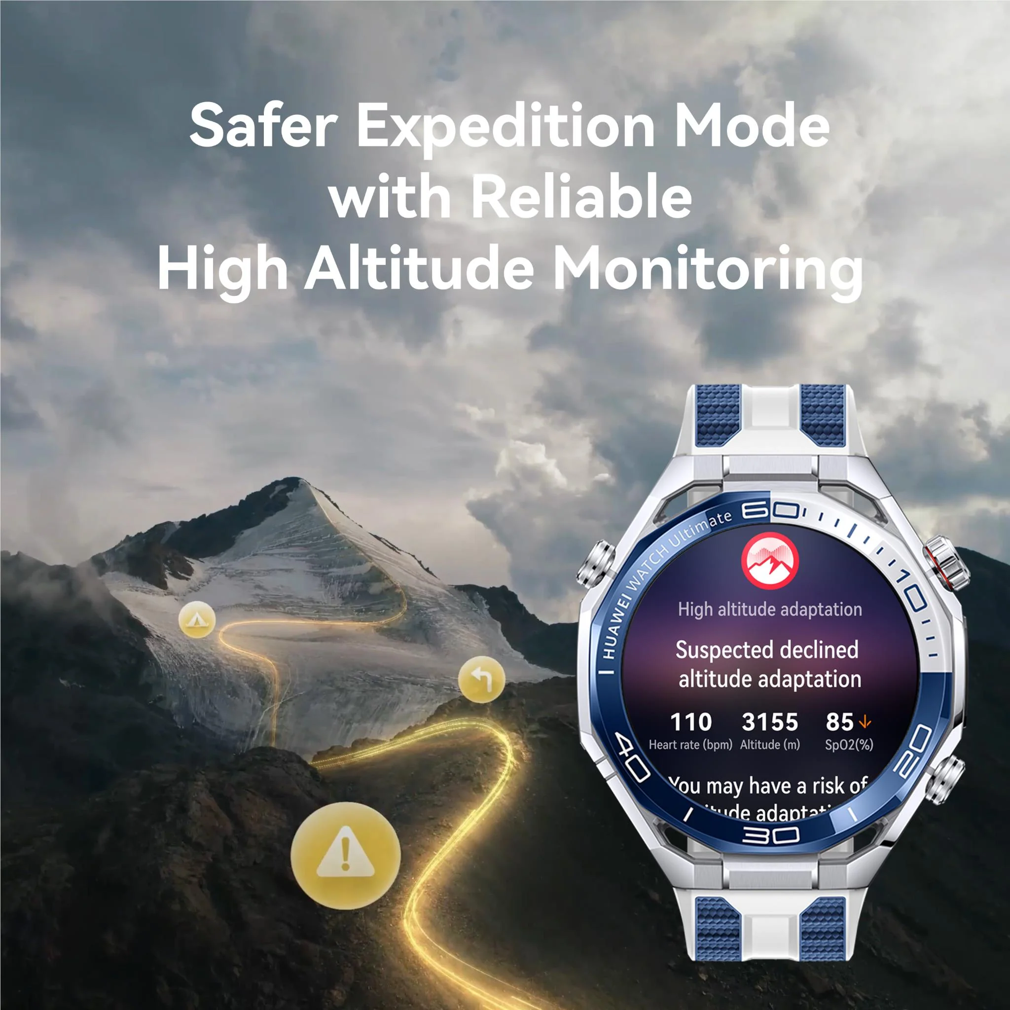 Huawei Watch Ultimate 2 (Blue with Blue & White Fluoroelastomer Strap) - Image 7