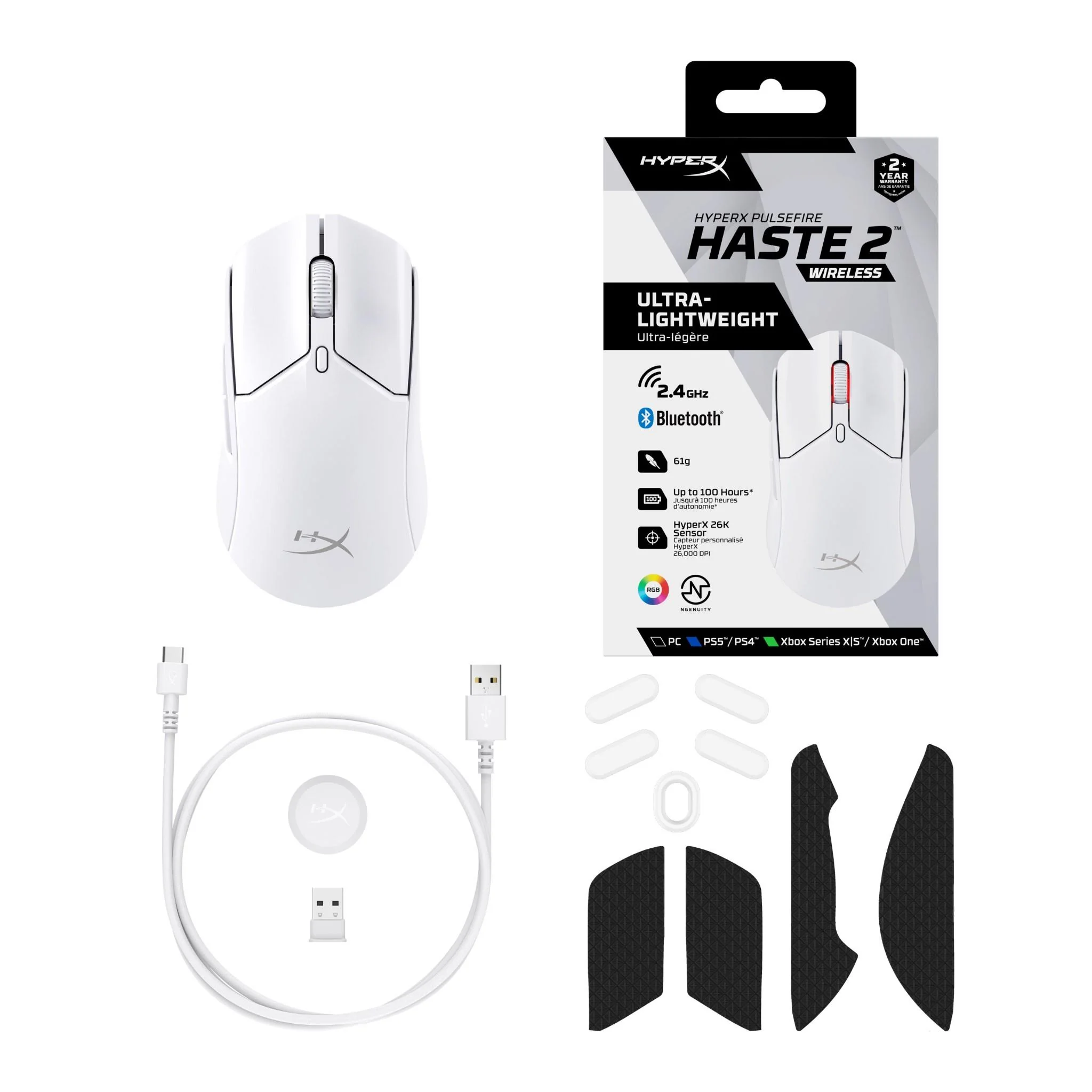 HyperX Pulsefire Haste 2 Wireless Gaming Mouse (White) - Image 10