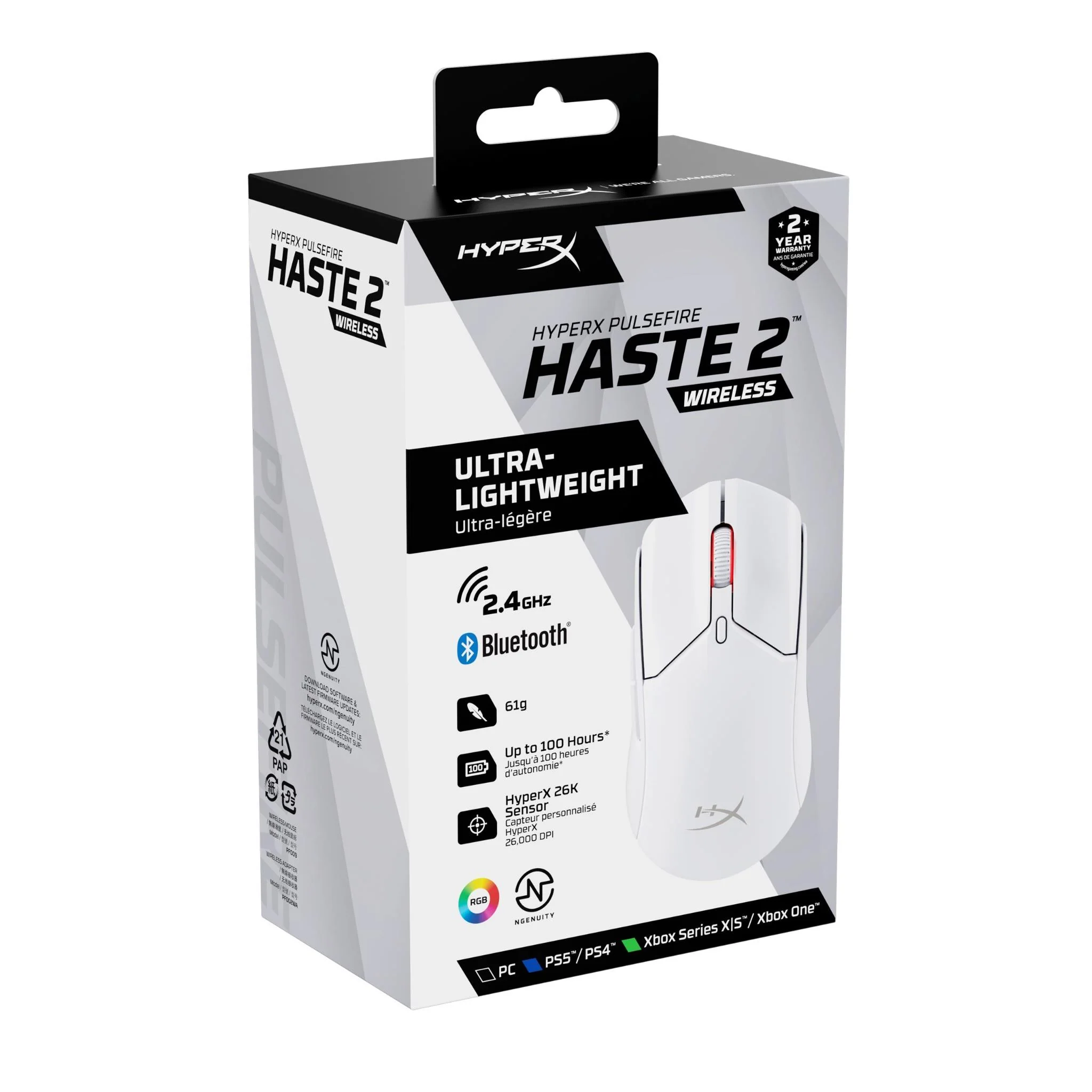 HyperX Pulsefire Haste 2 Wireless Gaming Mouse (White) - Image 11