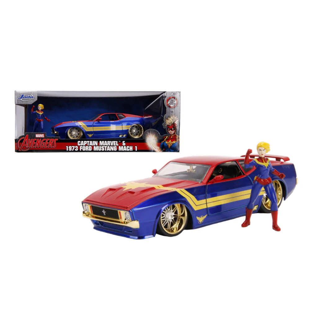 Jada 1:24 Marvel Captain And Marvel 1973 Ford Mustang Mach 1 Diecast Vehicle - Image 2