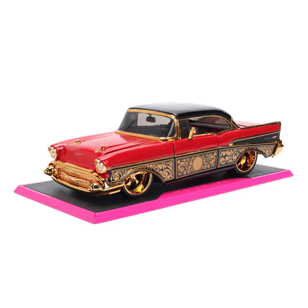 Jada 1:24 Pink Slips 1957 Chevrolet Bel Air Red Gold Diecast Vehicle Model - Image 3