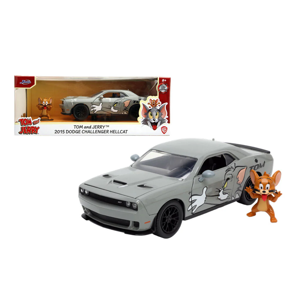 Jada 1:24 Tom And Jerry 2015 Dodge Challenger Hellcat With Jerry Figure Model - Image 2