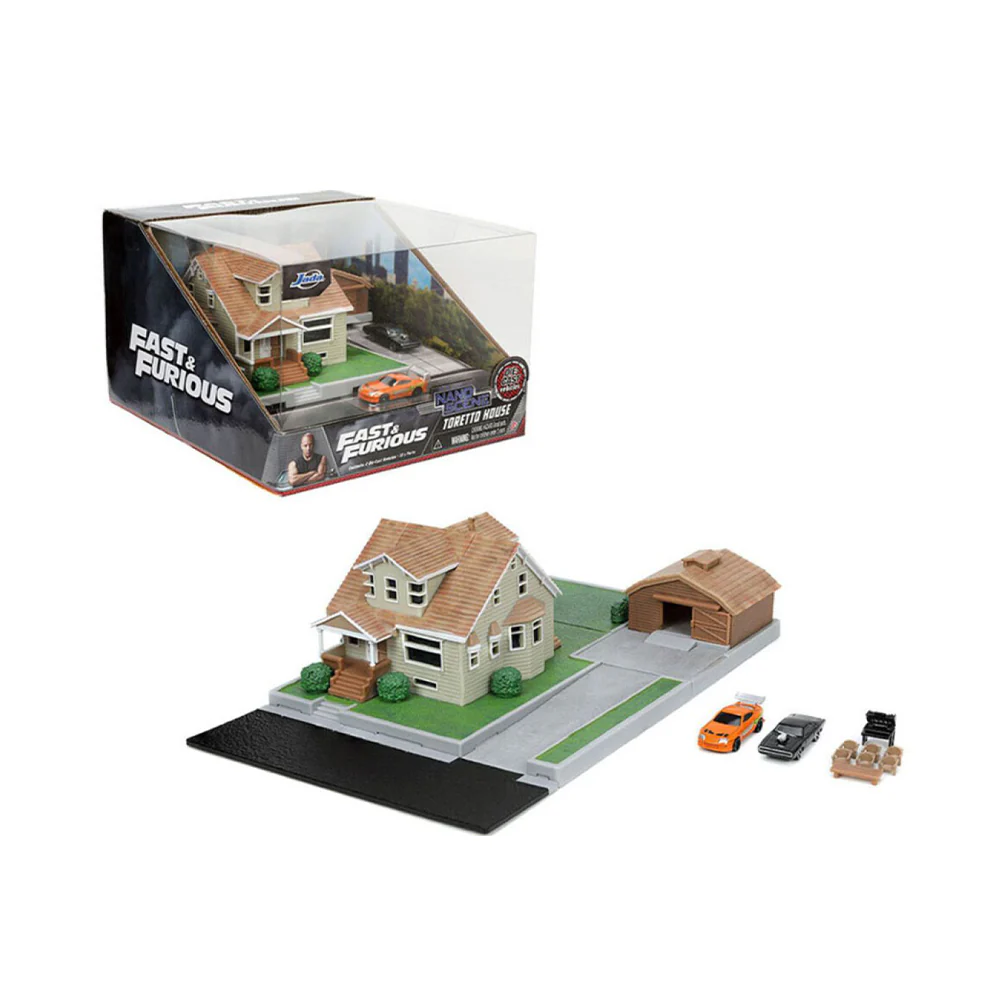 Jada Fast & Furious Dom's House Nano Scene With 2 Diecast Vehicles Diorama Model - Image 2