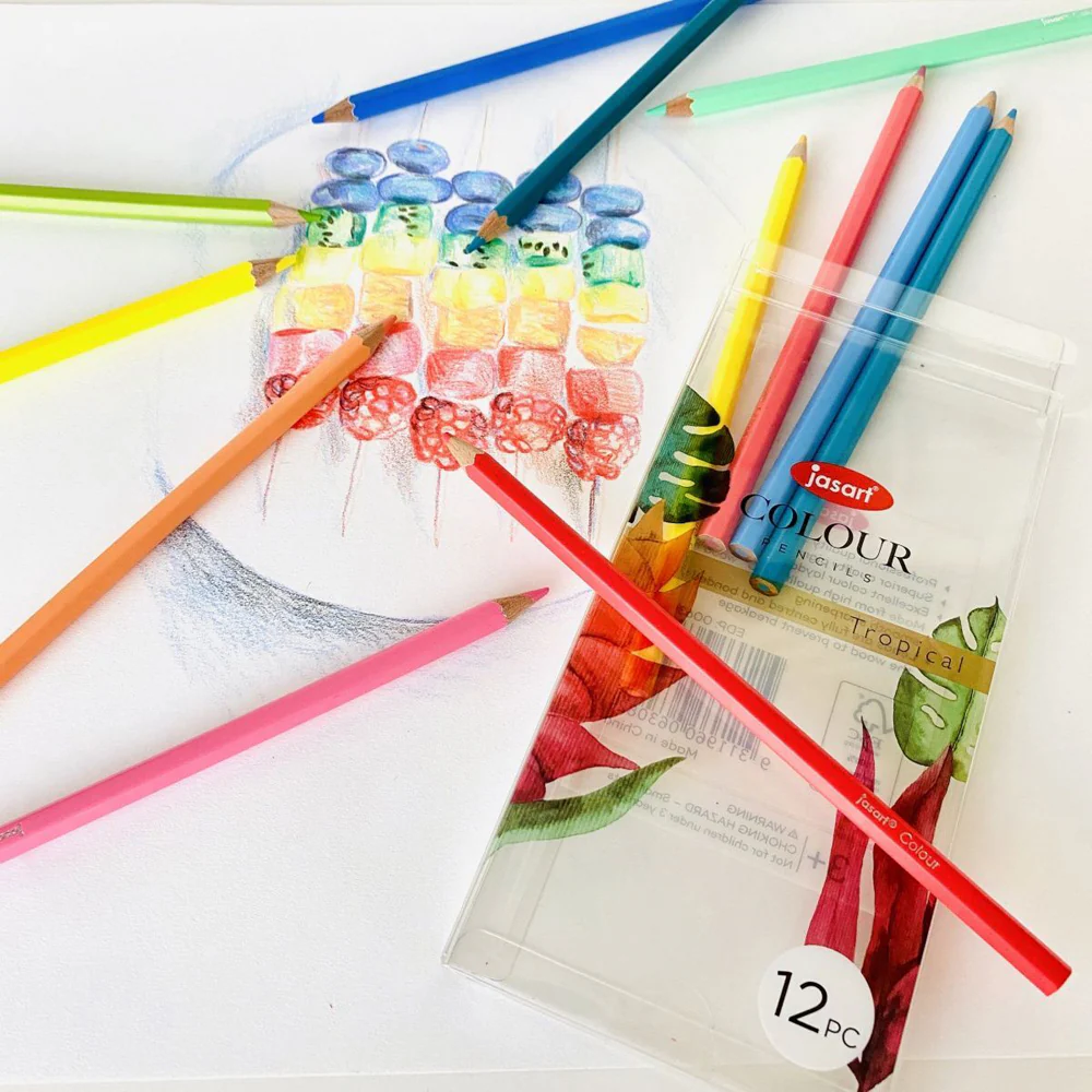 Jasart Studio Art/Craft Colour Pencil Set (Neon) [12-Pieces] - Image 2