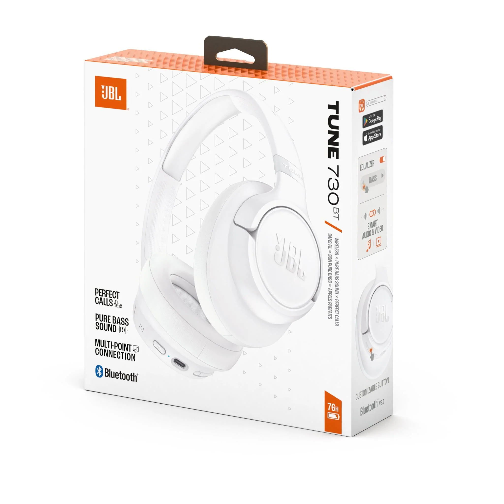 JBL Tune 730BT Wireless Over-Ear Headphones (White) - Image 8