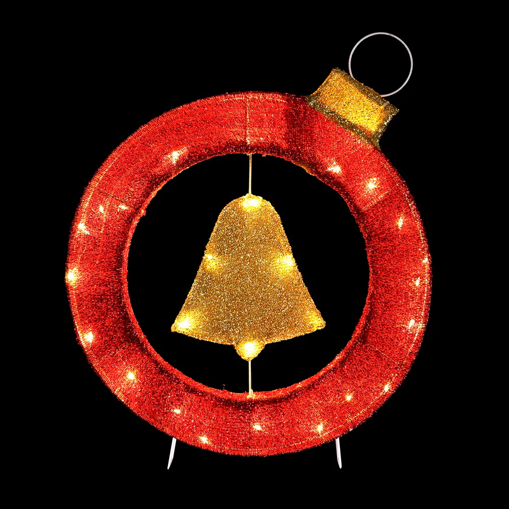 Jingle Jollys Christmas Lights 60cm Motif 30 LED Bell Wreath Xmas Decorations - Image 2
