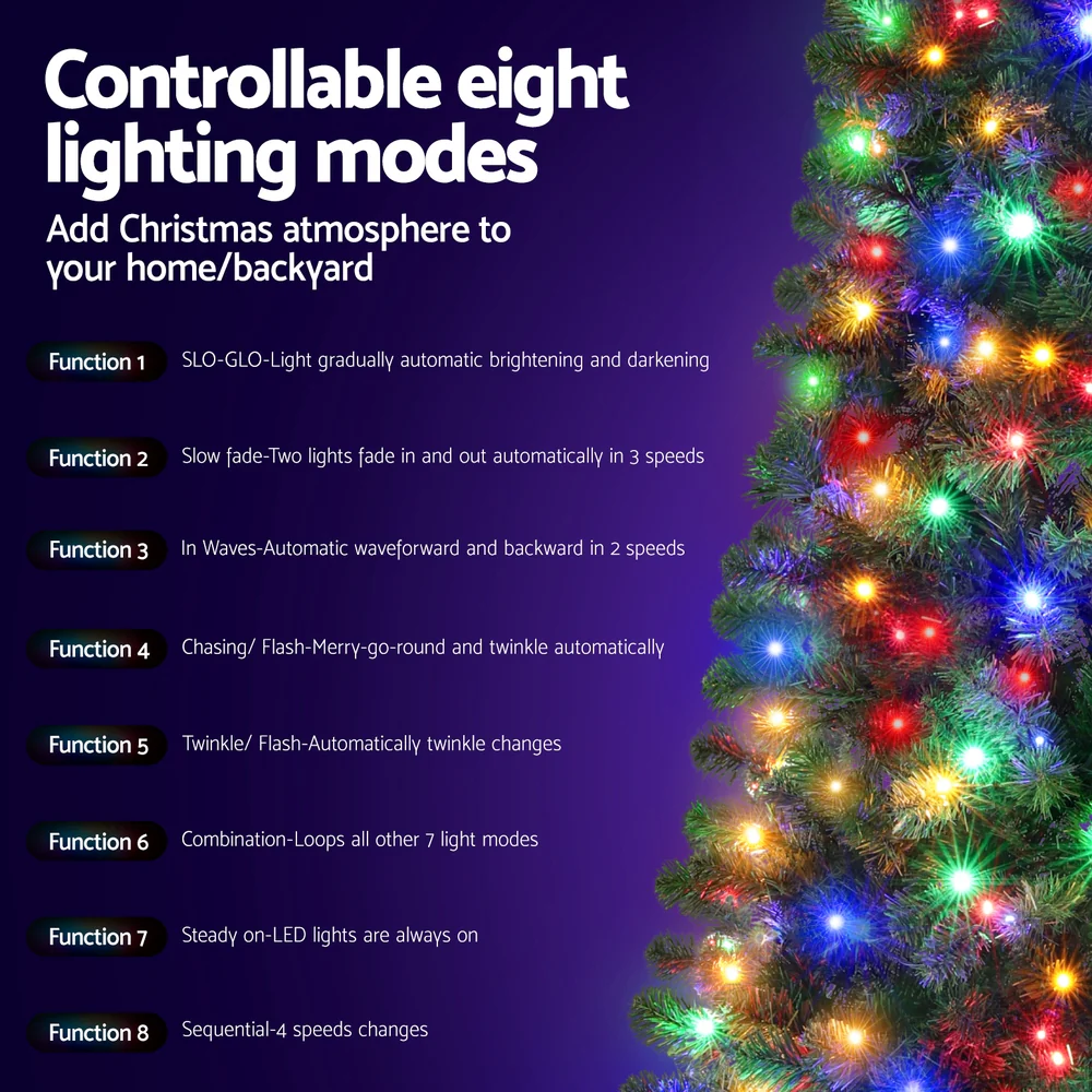 Jingle Jollys Christmas Tree 1.8M LED Corner Xmas Tree Half 8 Modes Multi-color - Image 4