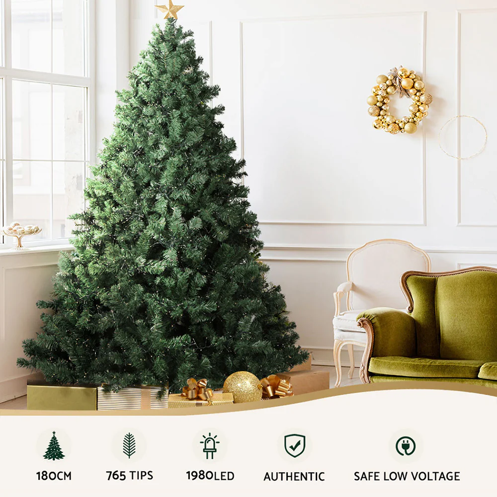 Jingle Jollys Christmas Tree 1.8M Xmas Tree Decorations 1980 LEDs 8 Light Mode - Image 3