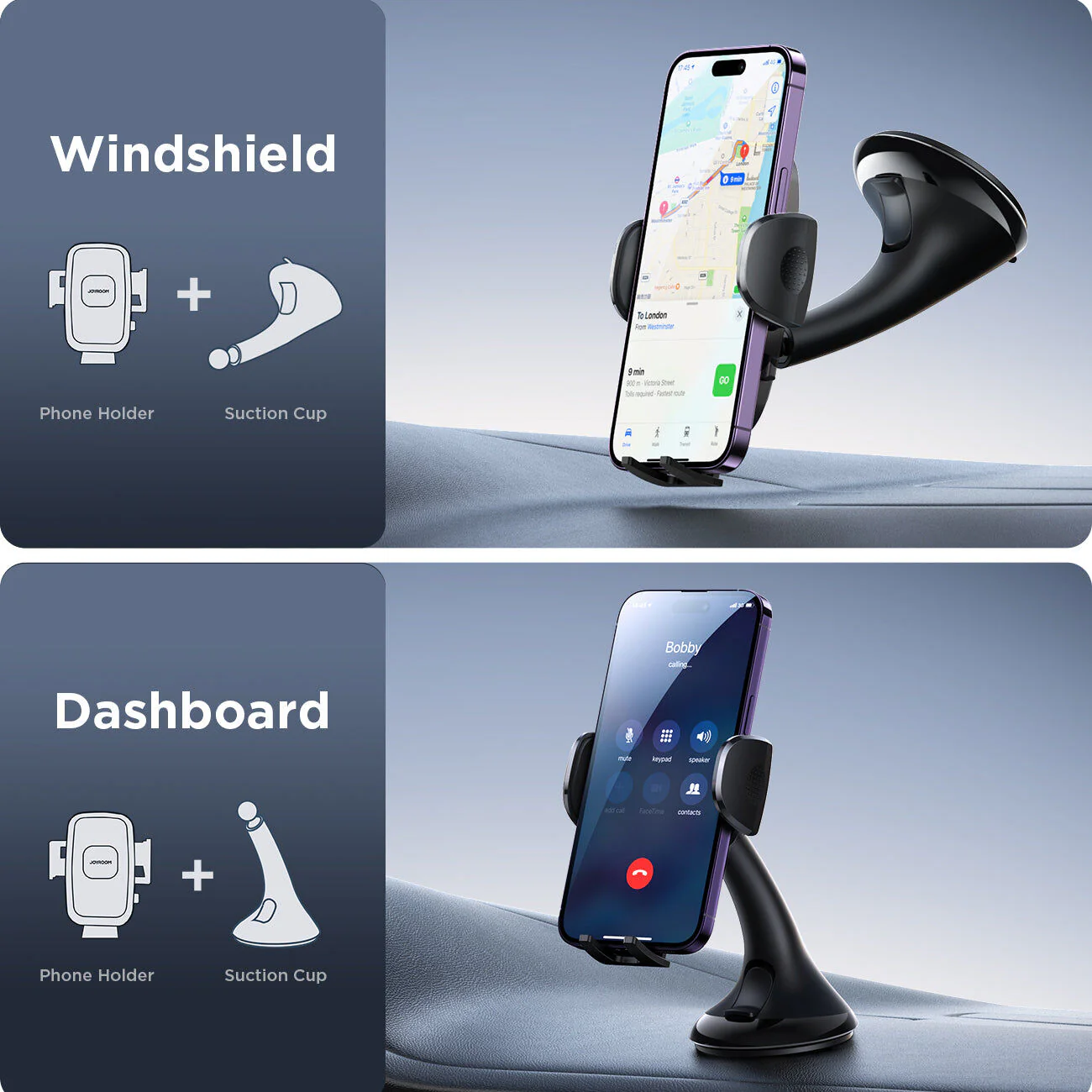 JoyRoom JR-ZS259 Car Mount Phone Holder (Windshield/Dashboard) - Image 2