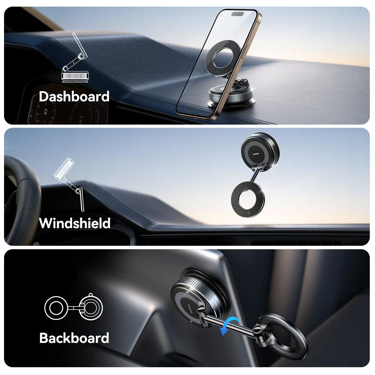 JoyRoom JR-ZS501 Mgsafe Suction Cup Phone Car Mount - Black | JoyRoom JR-ZS501 MagSafe Suction Cup Phone Car Mount | JR-ZS501 - Image 4