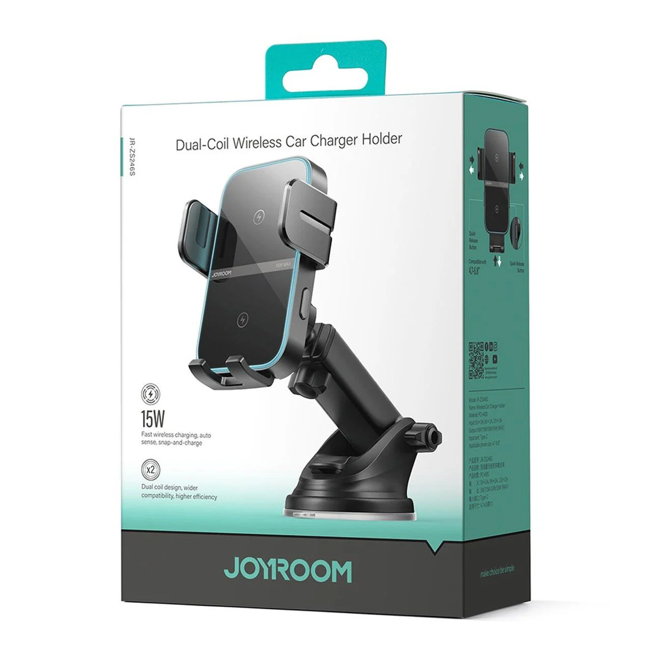 JoyRoom Wireless Car Mount 15W (Windshield) - Black - Image 3