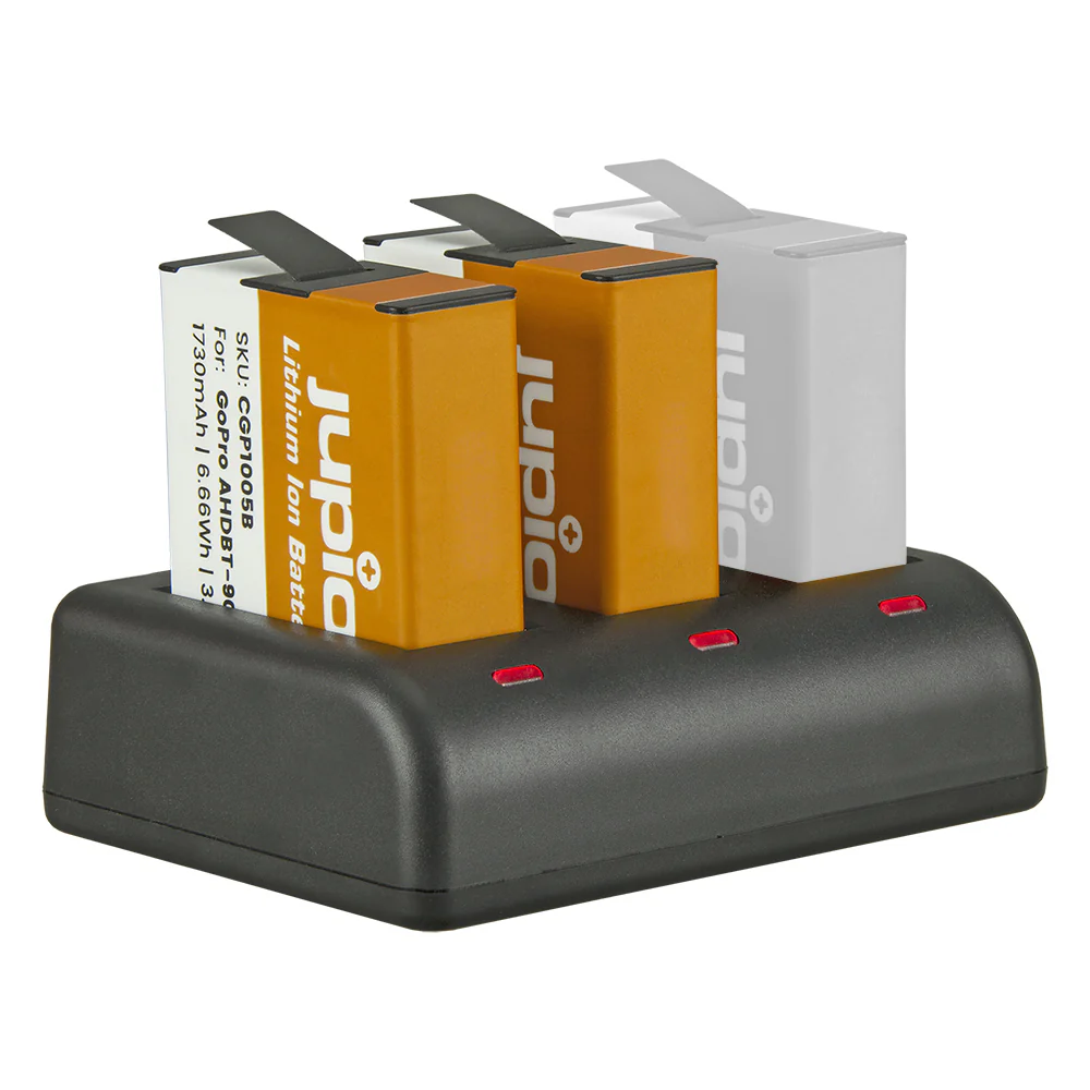 Jupio 2x Batteries 1730mAh & USB Triple Charger Kit For GoPro Hero 9/10 - Image 2