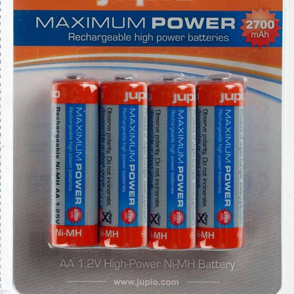 Jupio 4-Pieces Rechargeable AA 1.2V High-Power Batteries 2700mAh - Image 2