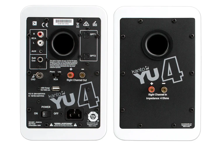 Kanto YU4 140W Powered Speakers with Bluetooth and Preamp (Matte White) - Image 3