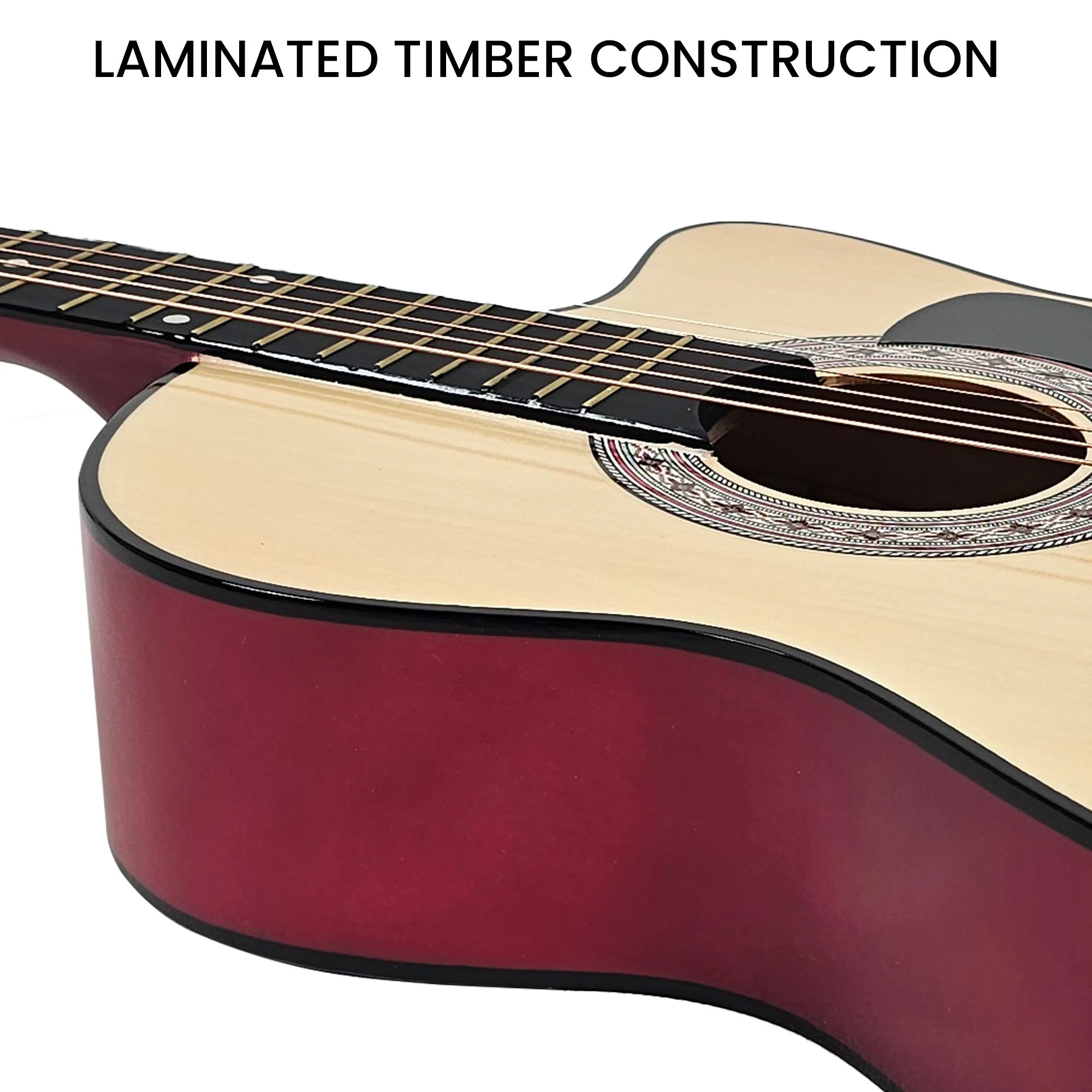 Karrera 38" Pro Cutaway Acoustic Guitar with Carry Bag (Natural) - Image 9