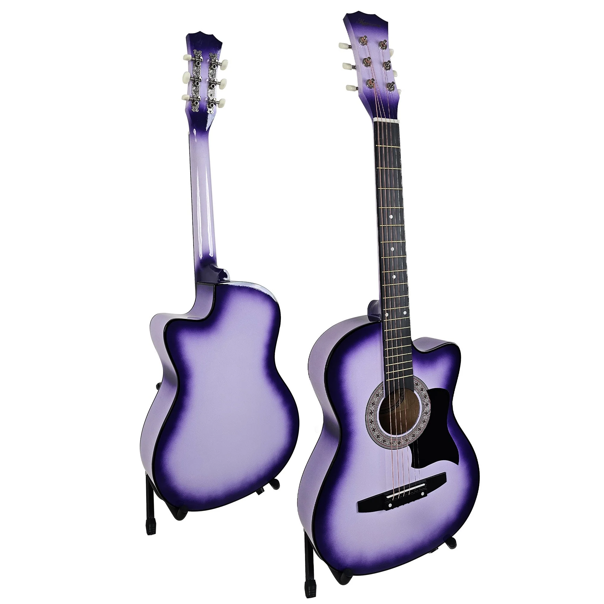 Karrera 38" Pro Cutaway Acoustic Guitar with Carry Bag (Purple Burst) - Image 2