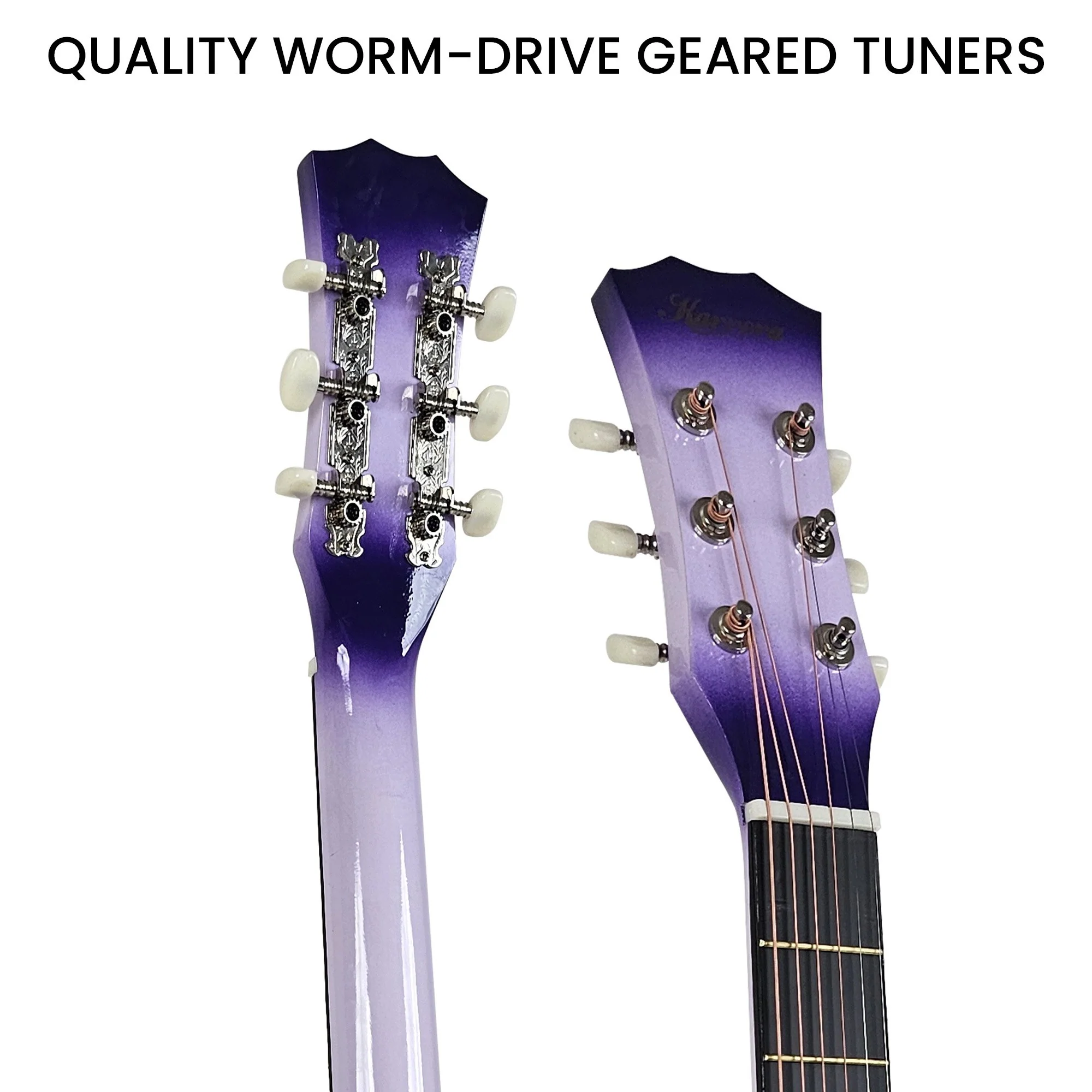 Karrera 38" Pro Cutaway Acoustic Guitar with Carry Bag (Purple Burst) - Image 8