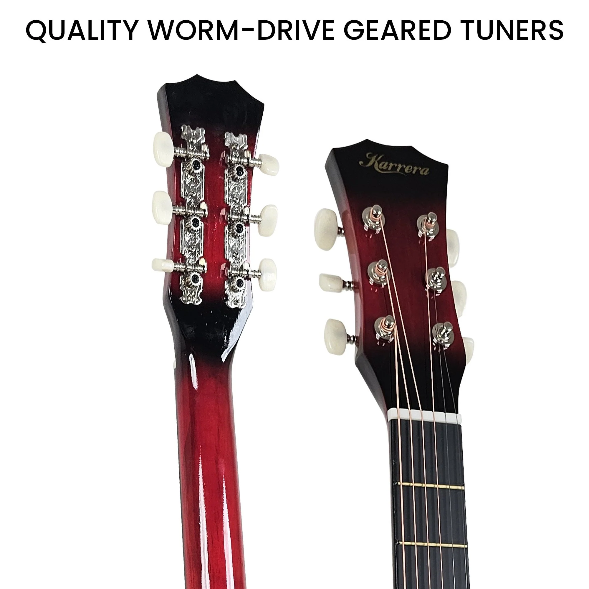Karrera 38" Pro Cutaway Acoustic Guitar with Carry Bag (Red Burst) - Image 8