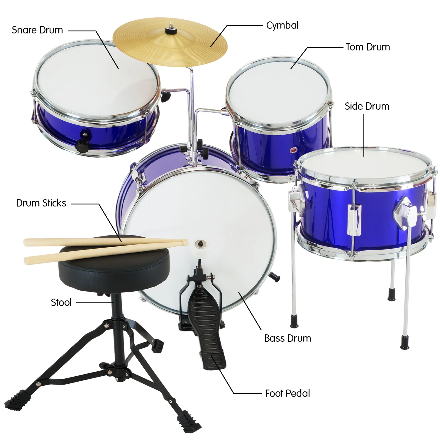 Karrera Childrens 4-Piece Drum Kit (Blue) - Image 8
